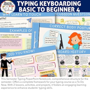 Touch Typing Basic Beginner 4, Keyboarding Practice, Typing Basics Notebook, Typing Activities, Typing Lesson, Primary School, Middle School