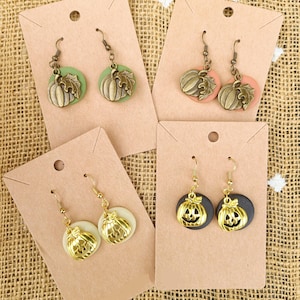 Handmade Fall Halloween Polymer Clay Pendant Dangle Earrings