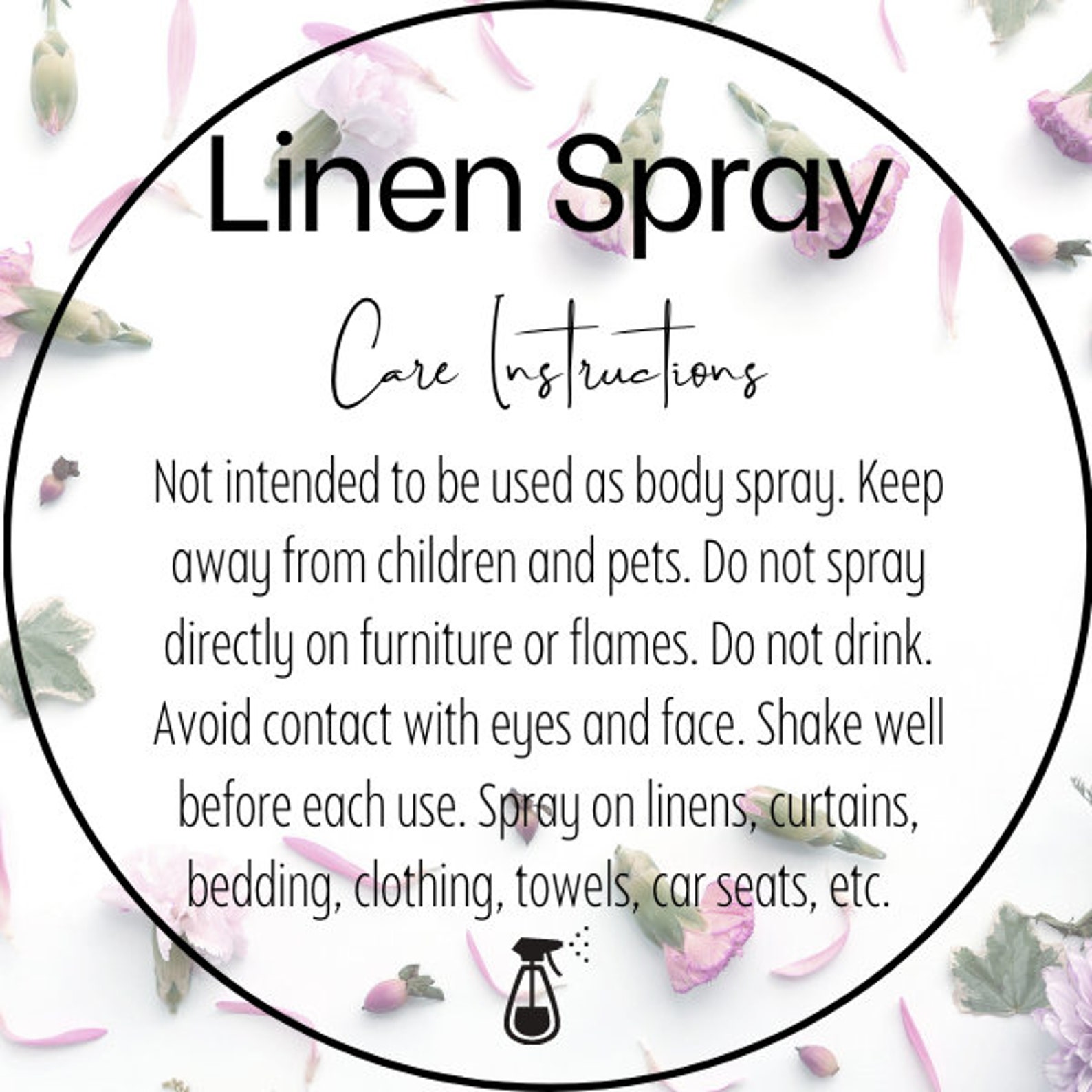 Linen Spray Warning Label Etsy
