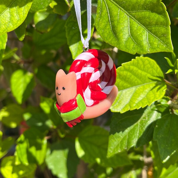 Suzie the  Christmas Snail ornament | decor | tree | hanging | cute | garden | kawaii | santa | winter | gift | fun | -polymer clay