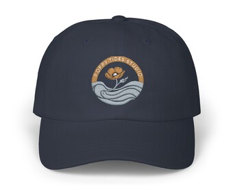 Poppy Tides Studio Logo- Classic Dad Cap | Embroidered Floral Wave Hat
