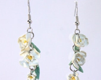 Low-Tide Lace- Hand Sculpted Flowing Magnolia Flower Dangle Hook Earrings