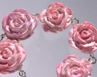 Painted Pastels –Adjustable Handmade Polymer Clay Rose Bracelet