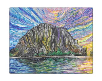 Mixed Media Morro Rock | Stretched Matte Wall Art (Print)