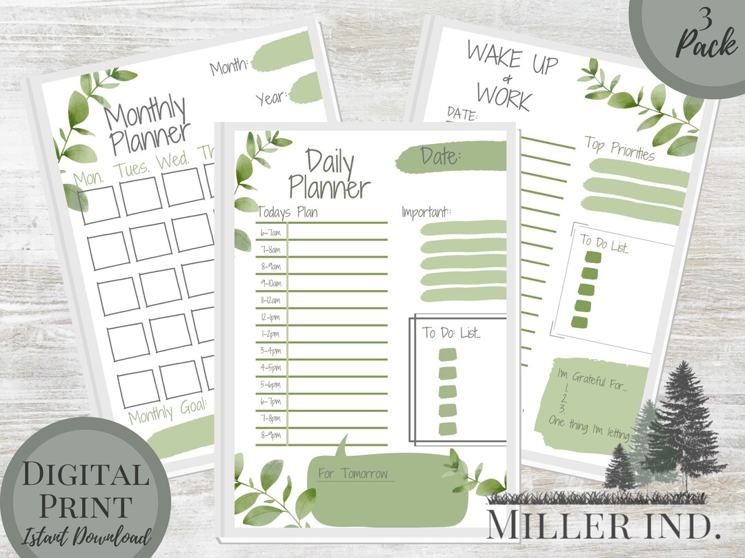 INSTANT DOWNLOAD - Printable Daily Planner | Monthly Calendar | Check ...