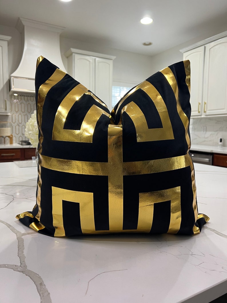 Set of 2 Black and Gold Pillow Coversgold Pillow Covergold Etsy
