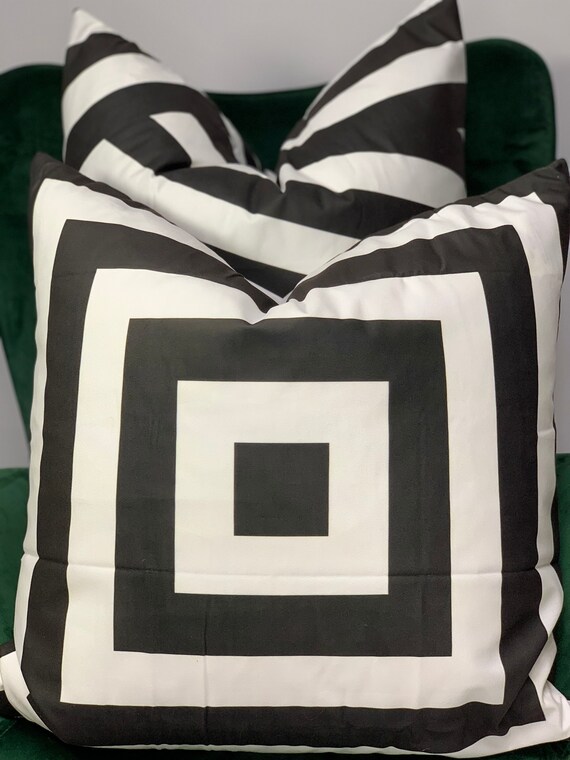 Set Of 2 Gray And Black Center Pillow Covers Set Of 2 Gray And Black Center Pillow Covers
