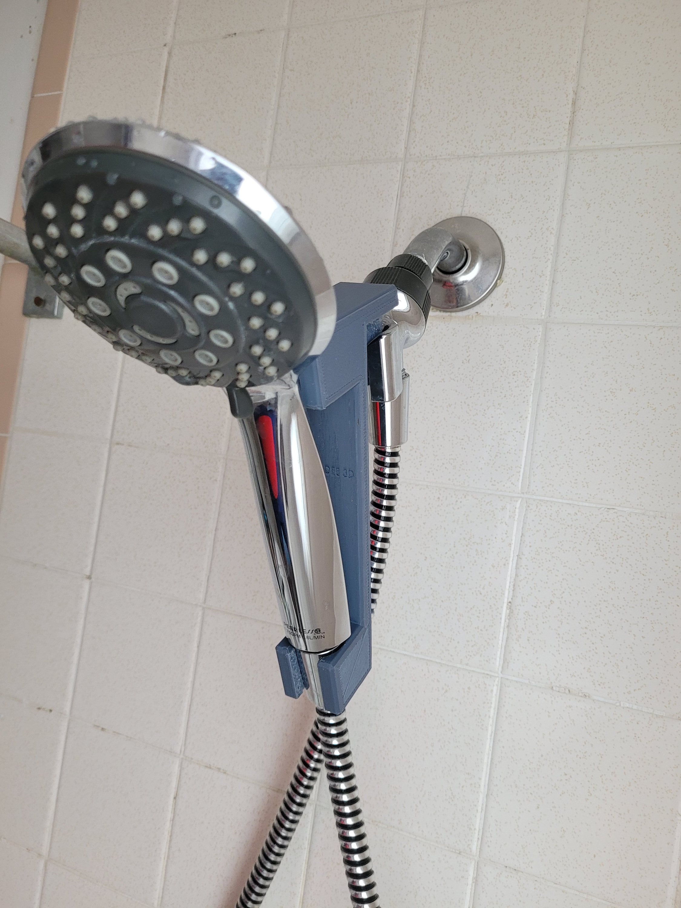 Showerhead Height Lowering Extension to Adjust Hand Held Flexible Shower Head Normal Setting and