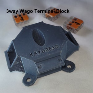 3d printable STL file Digital download for 3way Wago 221 terminal block to securely connect join 3 electrical cables wires panel mount them