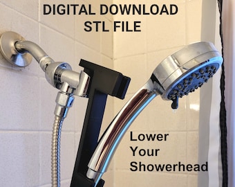 Digital download of STL file for printing Shower head lowering ext. Lower height of bath room flexible showerhead. No refund or canceling!