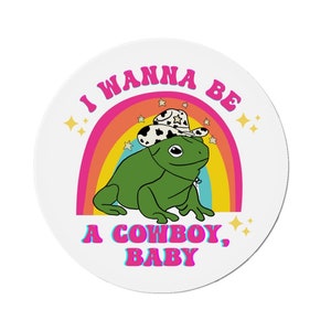 Chcę być kowbojem, magnes na zderzak Baby Frog | Urocze akcesoria samochodowe Cowboy