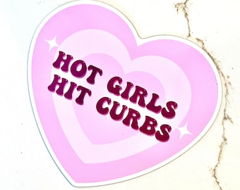 Hot Girls Hit Curbs Herzförmiger Bumper Magnet | Niedliche Magnete | Gen-Z Pink Accessoires