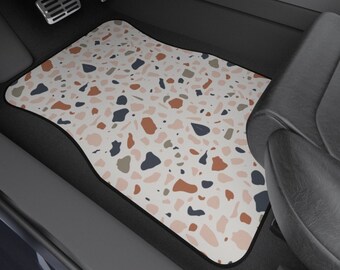 Terrazzo Inspired Front Car Floor Mats | Girly Aesthetic Boho Hippy Car Accessories