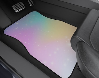 Rainbow Galaxy Gradient Front Set of 2 Car Floor Mats | Girly Pastel Cute Car Accessories