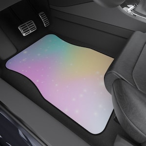 Rainbow Galaxy Gradient Front Set of 2 Car Floor Mats | Girly Pastel Cute Car Accessories
