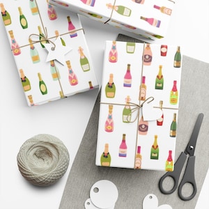 Presentpapper för champagneflaskor | Grattis till firande, sött presentpapper för vinälskare bild 1