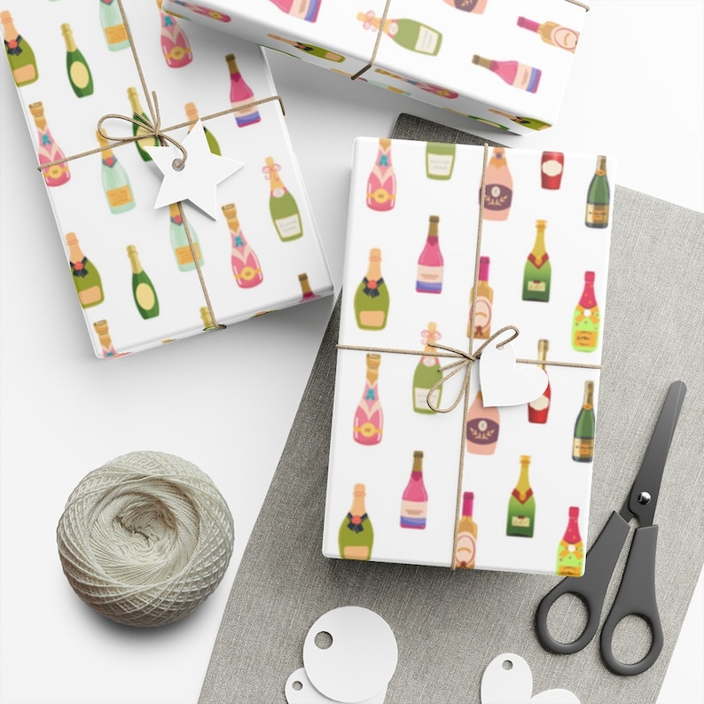 Presentpapper för champagneflaskor | Grattis till firande, sött presentpapper för vinälskare bild 1