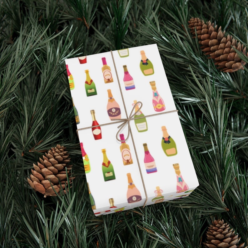 Presentpapper för champagneflaskor | Grattis till firande, sött presentpapper för vinälskare bild 8