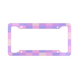 Purple Pink Patchwork License Plate Frame | Cute Car Accessories | Girly