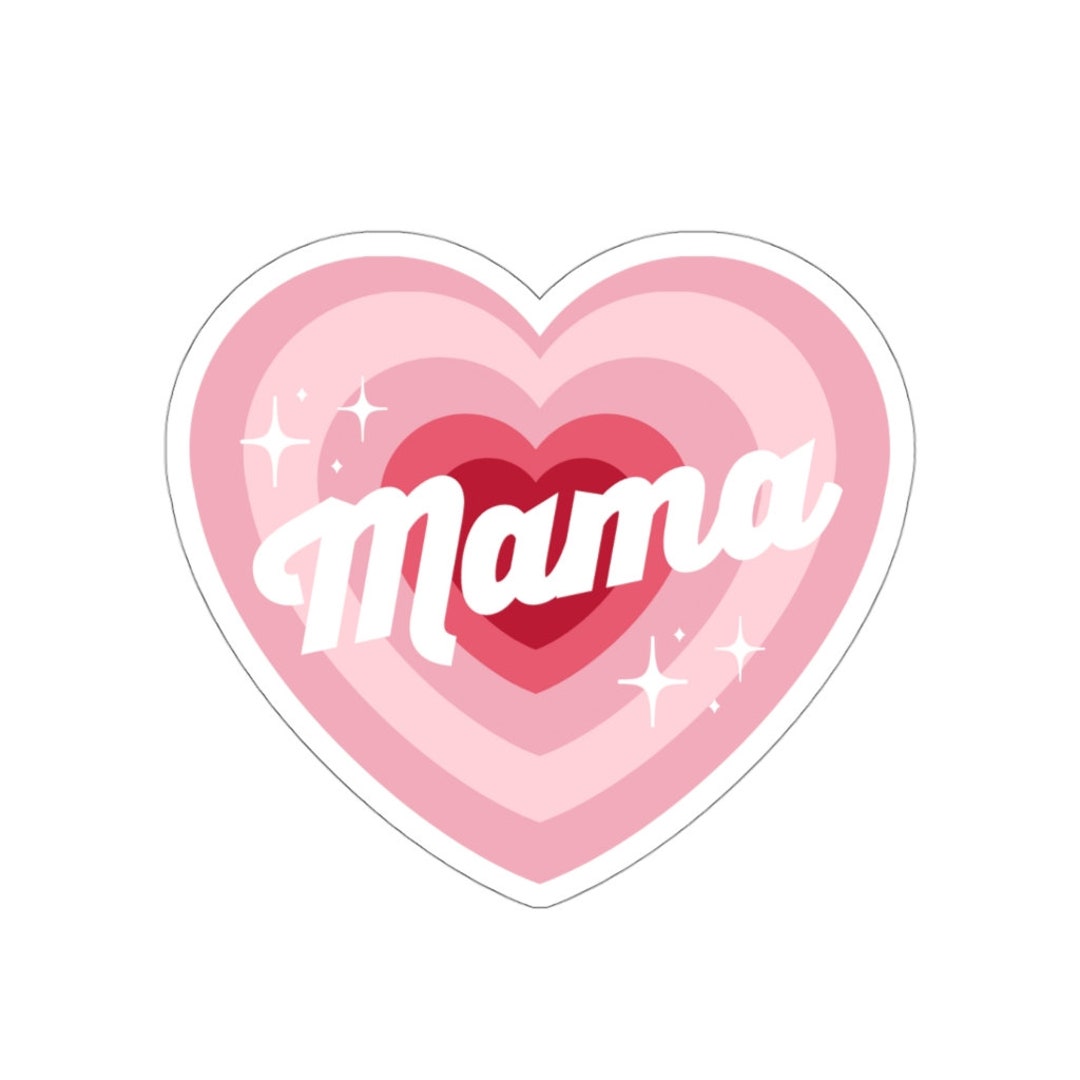 hot pink heart mama design line art heart letters mothers day gift for mom  - Hot Pink Heart Mama - Sticker