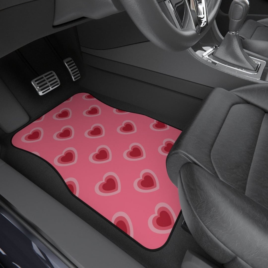 Heart Pink Set of 2 Car Floor Mats Cute Girly Car Etsy