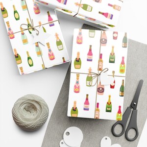 Presentpapper för champagneflaskor | Grattis till firande, sött presentpapper för vinälskare bild 5