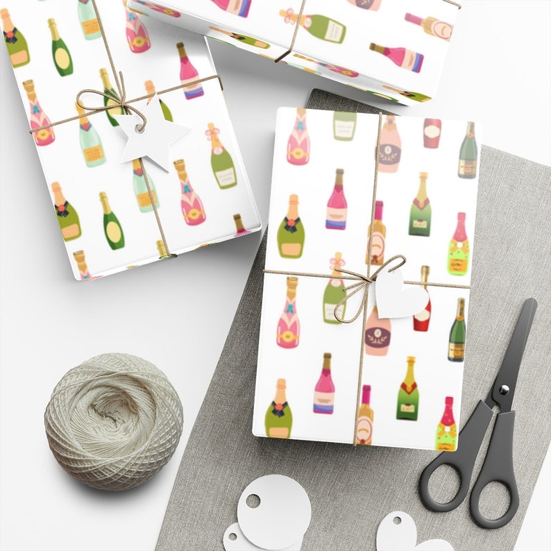 Presentpapper för champagneflaskor | Grattis till firande, sött presentpapper för vinälskare bild 5