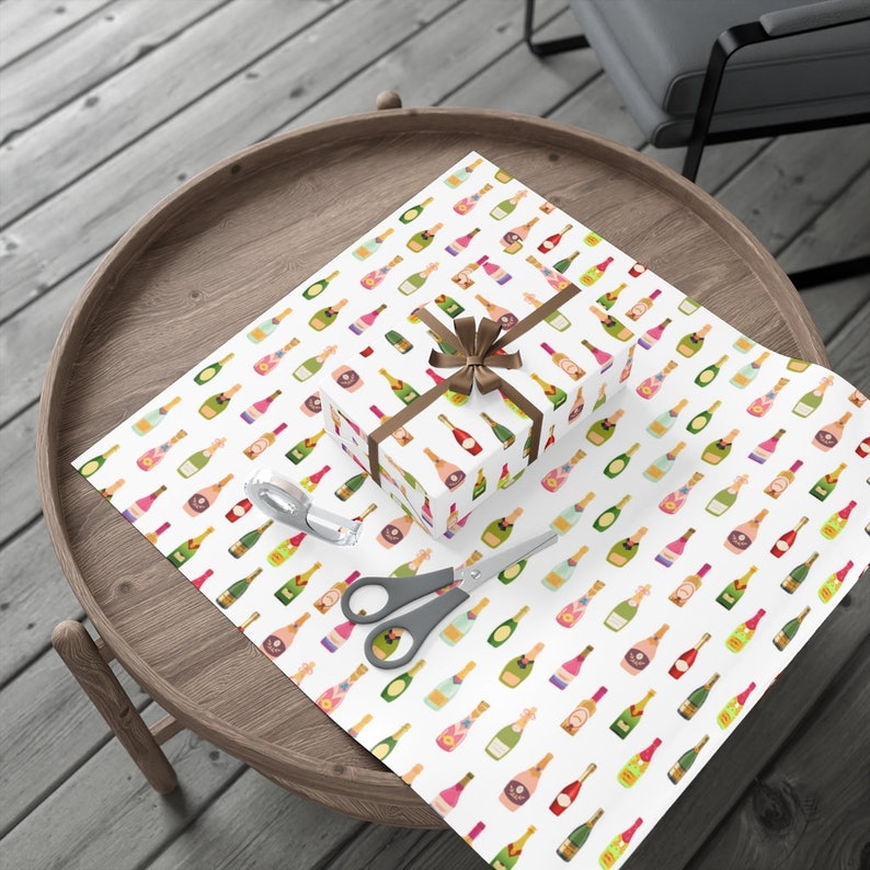Presentpapper för champagneflaskor | Grattis till firande, sött presentpapper för vinälskare bild 7