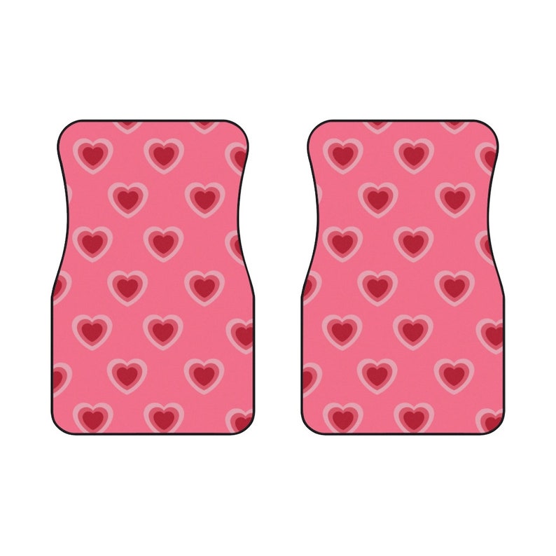 Heart Pink Set of 2 Car Floor Mats | Cute Girly Car Accessories image 2