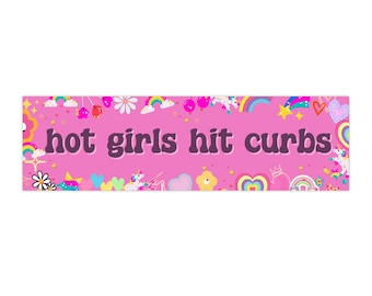 Hete Meisjes raken de Sticker van de Bumper Bumpersticker | Leuke grappige roze Y2K-geïnspireerde auto-accessoire
