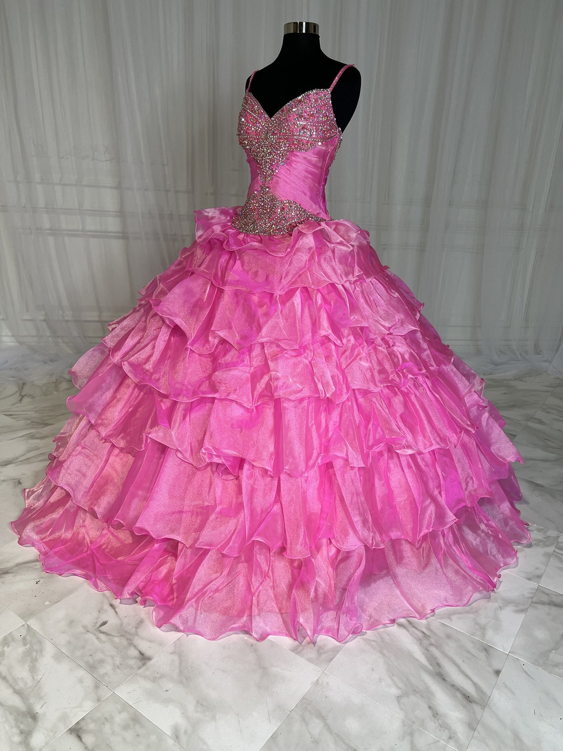 150005 Aqua Mermaid, Yellow, Hot Pink. Quinceanera Dresses, Prom