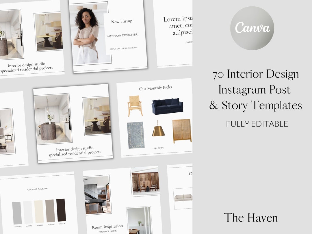 70 Interior Design Instagram Post & Story Templates | Interior Design ...