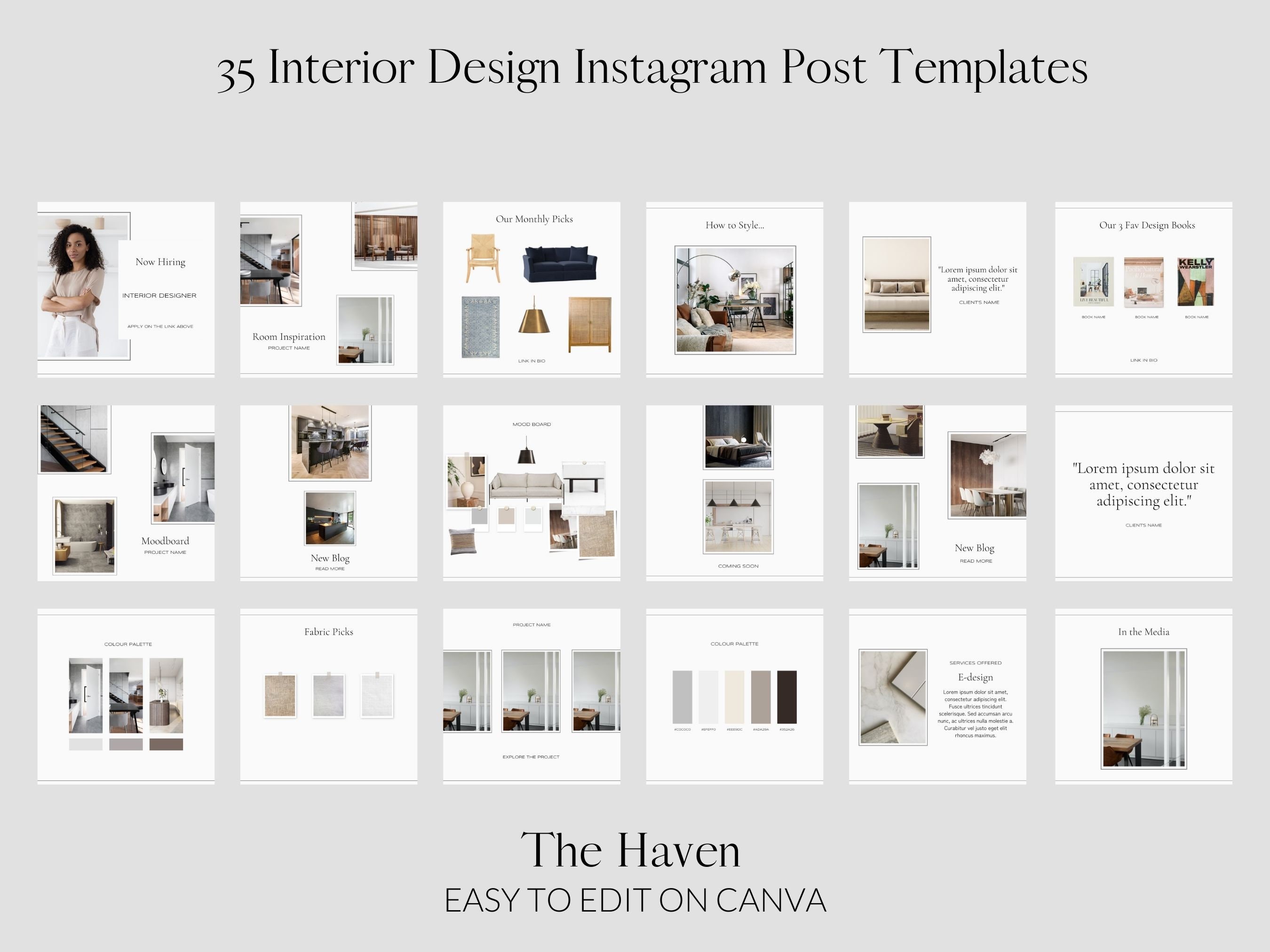 70 Interior Design Instagram Post & Story Templates | Interior Design ...