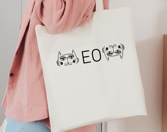 Cat Mom Bag, Cat Silhouette Tote, Cat Drawing Tote, Cat Lover Gift, Aesthetic Tote Bag, Cat Tote Bag, Organic Tote Bag, Cat Shoulder Bag