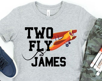 Custom Two Fly Airplane Birthday Shirt - Personalized 2nd Birthday
