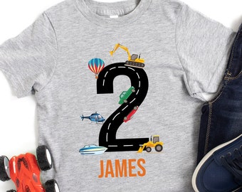 Personalized Transportation Birthday T-Shirt: Custom Vehicle Party Tee