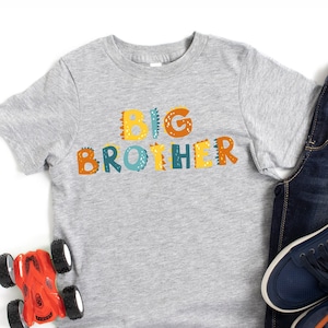 Big Brother Shirt, Big Brother Dinosaur Lettering Shirt, Big Brother AGAIN,  Baby Announcement, Pregnancy Surprise, Promoted Brother Tee