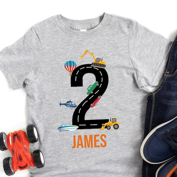 Personalized Transportation Shirt, Custom Cars Birthday Shirt, Birthday Shirt, Vehicle Party, Emergency Vehicles, Truck Birthday Shirt