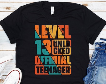 Level 13 Unlocked Teenager Birthday Gamer Tee