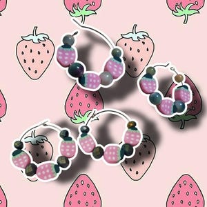Strawberry Hoop Earrings - Cute Earrings