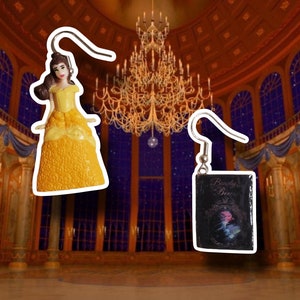 Asymmetrical Beauty and the Beast Themed Earrings