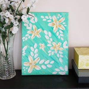 Textured Wall Art Blooming Flowers Painting Spring Floral Wall Art White Flowers Thick Paint Art 3D Wall Decor Housewarming Gift for Her