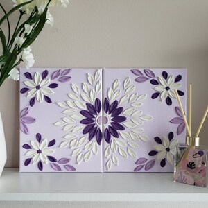 Purple Flower Painting Abstrcat Purple Wall Art Nursery Decor Flower Wall Decor Bedroom Floral Wall Art Entryway Decor Housewarming Gift