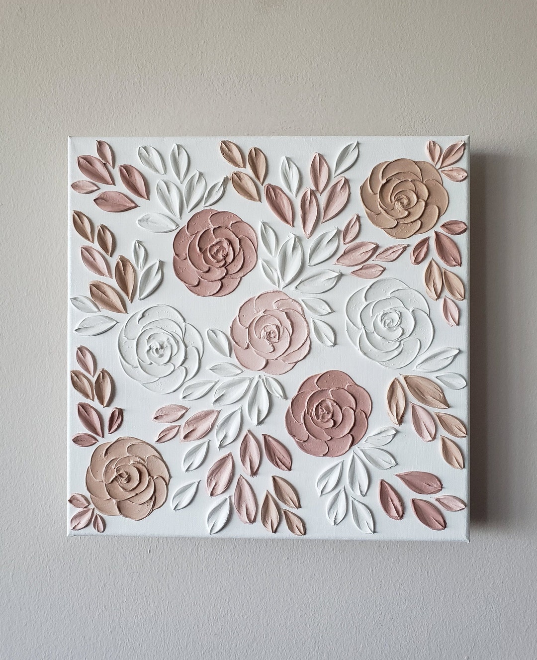 Floral Texture Wall Art, Neutral Tone Wall Art, Blooming Bouquet