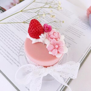 Strawberry Cherry Blossom|Cake Candle|personalized gifts|candle|home decor|birthday gift|gift for her|cute candles|dessert candles|pillar