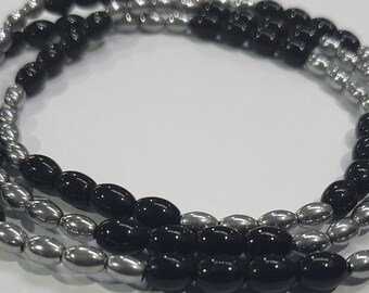 Black and Silver grey Crystal Elastic Waist bead| African belly chain| Clear beads| Glass waist bead