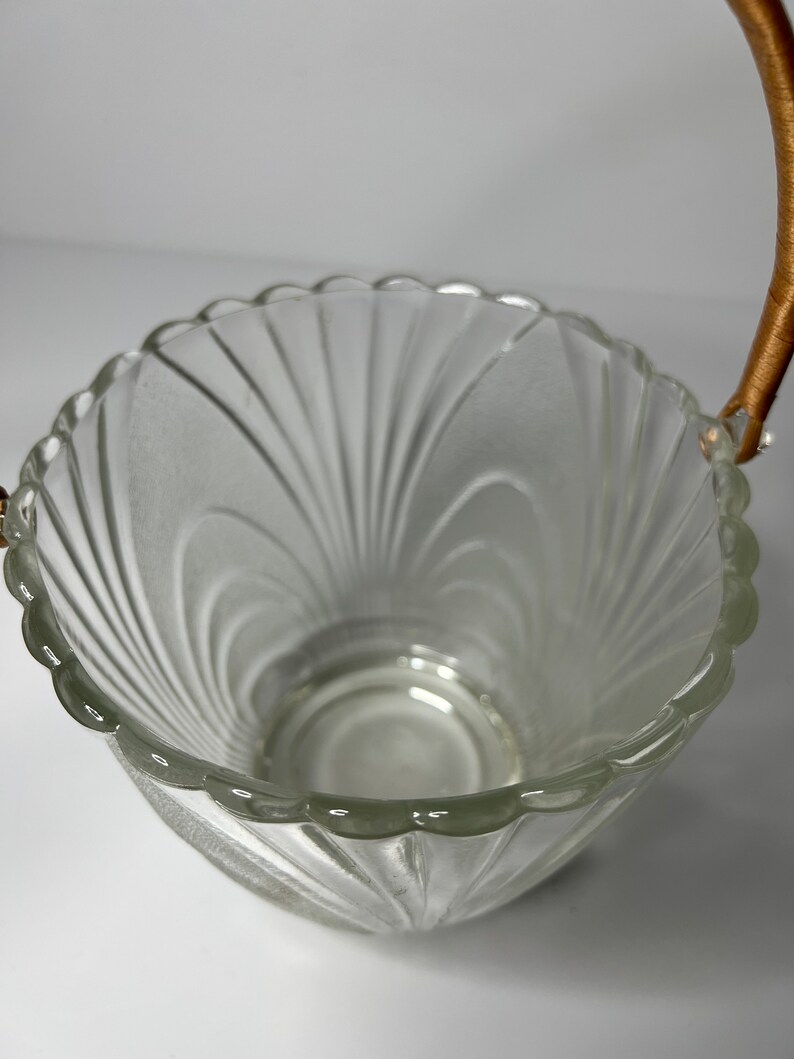 Vintage Art Deco Ice Bucket With Wicker Wrapped Handle Etsy