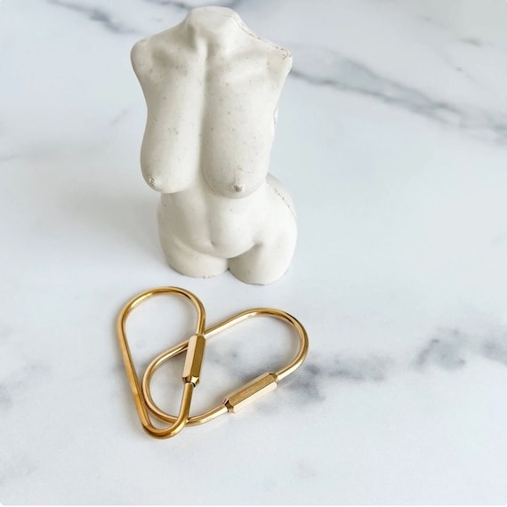 Brass Carabiner Key Ring, Gold Carabiner Key Clip, Cute Keychain