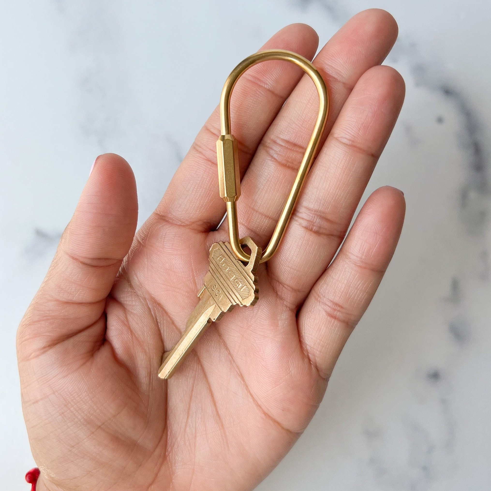 Brass Carabiner Key Ring, Gold Carabiner Key Clip, Cute Keychain Holder,  Gold Keychain, Gold Hook, Cute Brass Key Ring 