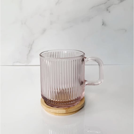 Large Glass With Straw and Lid Coffee Cup Ribbed Large Glass Ice Coffee  Drinkware Glassware Gift 